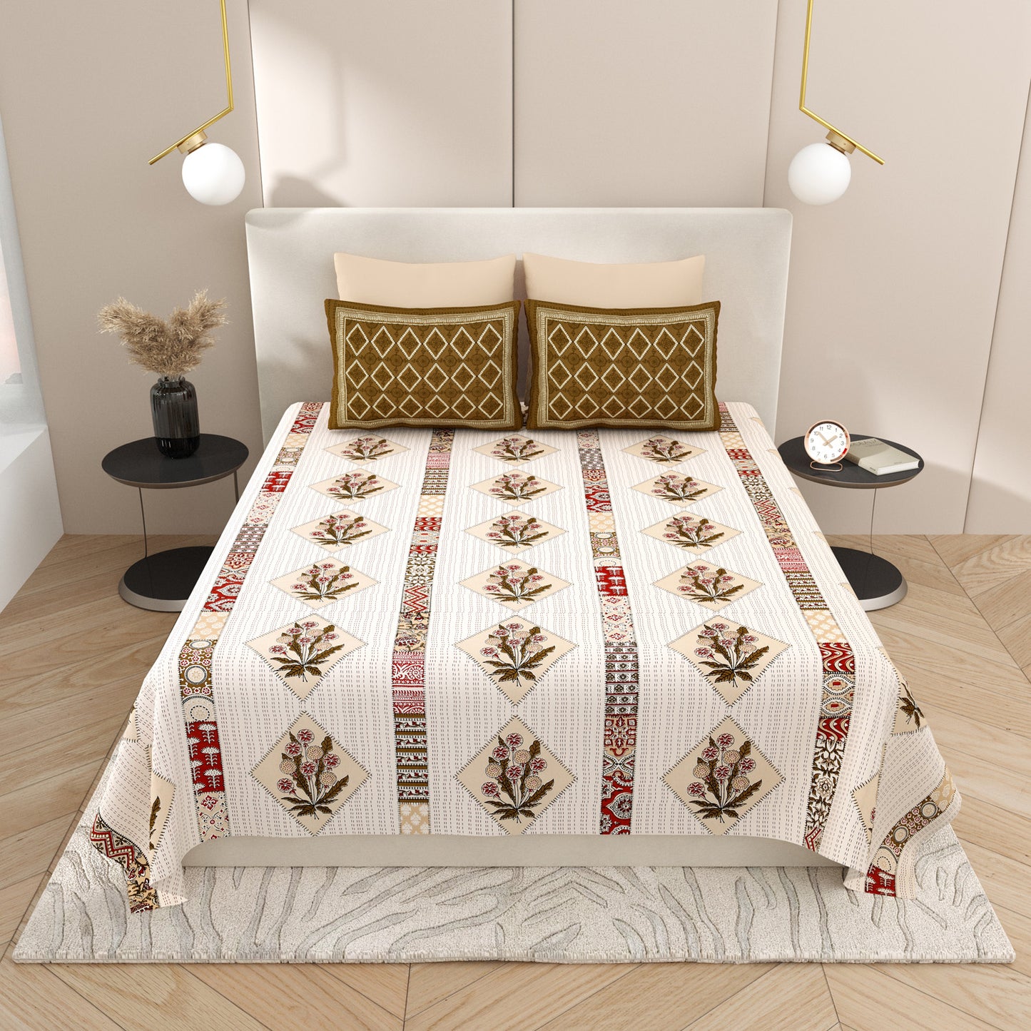 Premium Cotton Bedsheet Super King Size(108 X 108)Inches