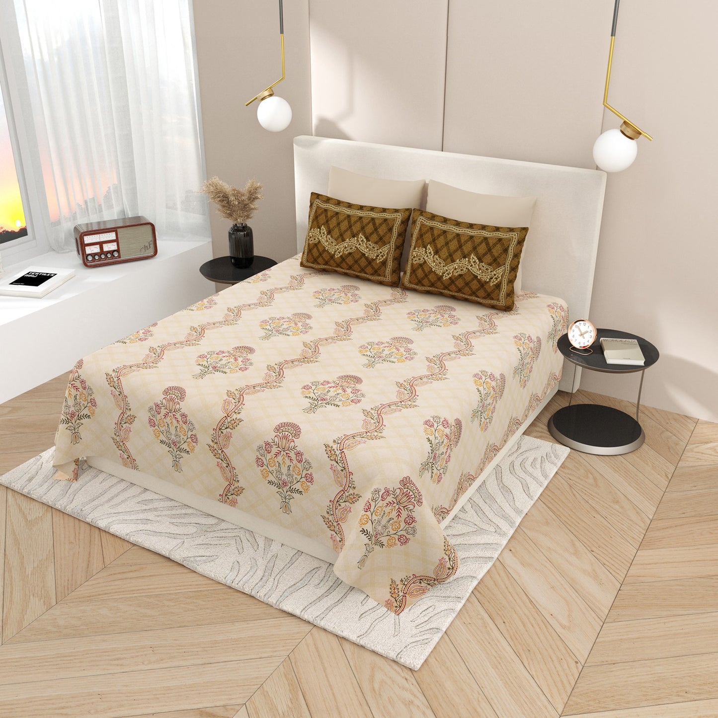 Premium Cotton Bedsheet Super King Size(108 X 108)Inches