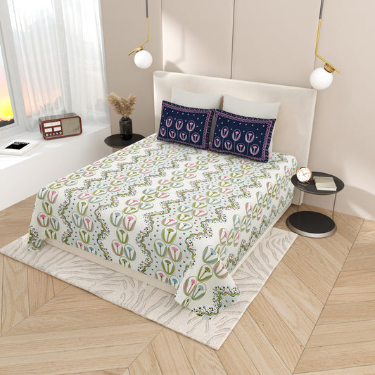Premium Cotton Bedsheet Super King Size(108 X 108)Inches
